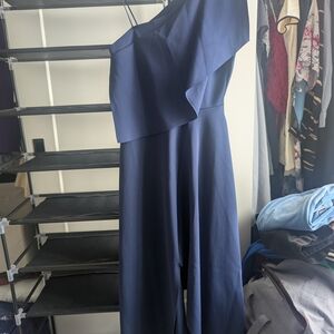 Topshop One-Shoulder Dress in Navy